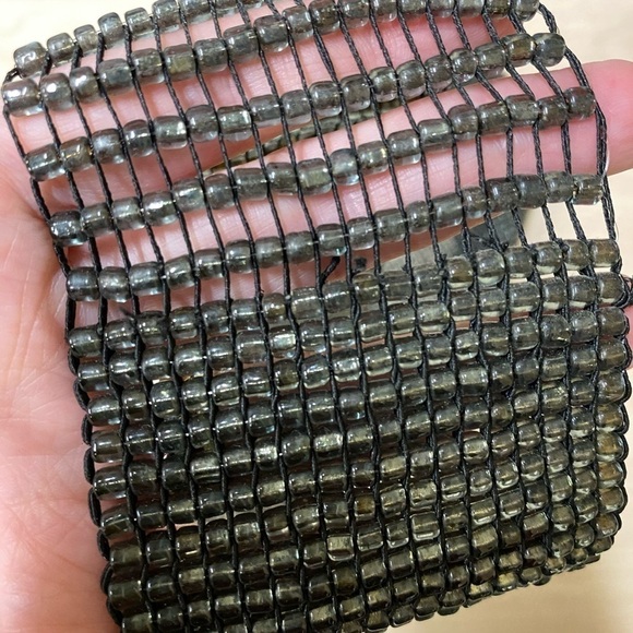 Beaded Mesh Like Infinity Scarf Gray Black - Picture 3 of 3